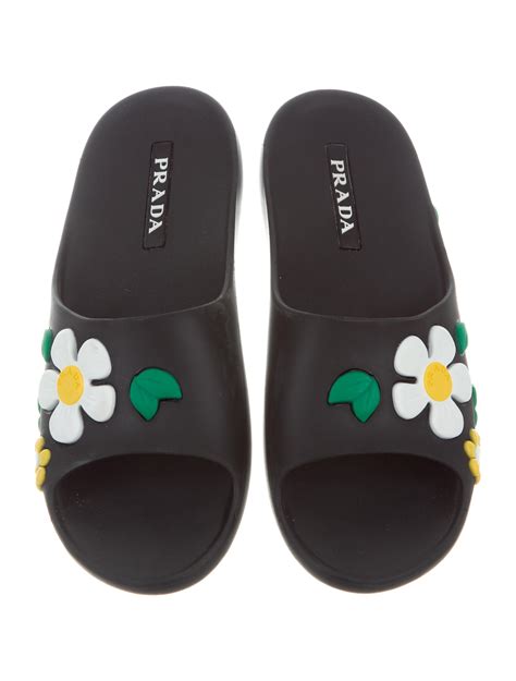 prada floral flat sandals|Prada chunky heel sandal.